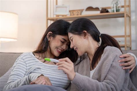 Lesbian Couple Celebrating Ivf Journey Home Emotional Moment Cozy Environment Joyful