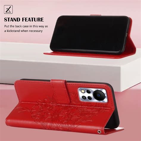 For Infinix Hot S Nfc Embossed Butterfly Leather Phone Case Red Alexnld