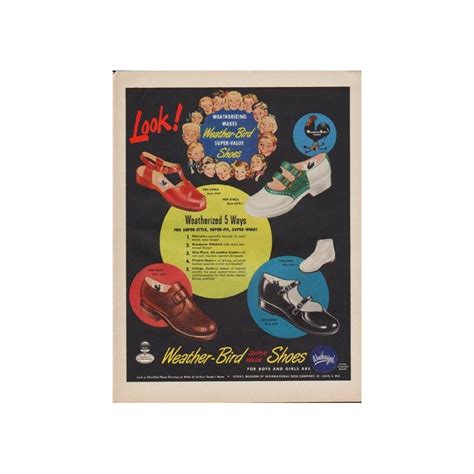 1949 Weather-Bird Shoes Ad "Look!"