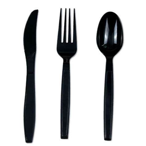 Disposable Plastic Black Cutlery PS High Quality Spoon Fork Knife Set 4