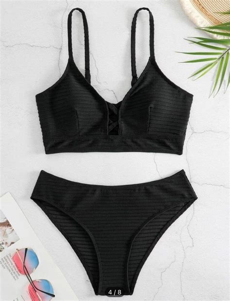 Plain Criss Cross Bikini Swinsuit Women S Fashion Swimwear Bikinis Swimsuits On Carousell