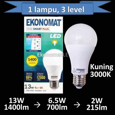 Jual Lampu LED Ekonomat Smart 13W 3 LEVEL Kuning Dim Dimmer Scene