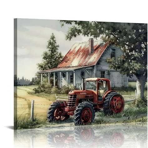 Gotuvs Farmhouse Rustic Pictures Old Barn Posters Farm Tractor Canvas