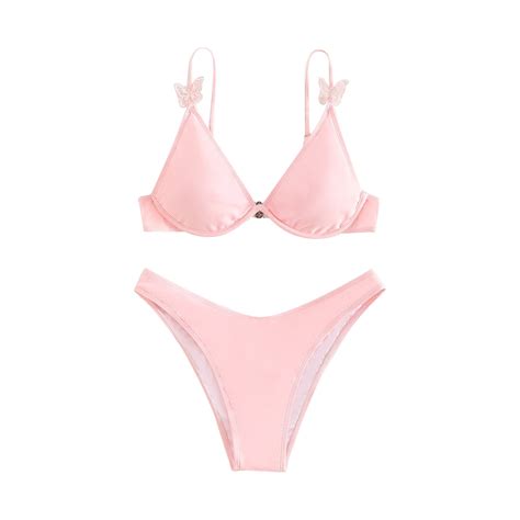 Penkiiy Women Fashion Straps Color Block Comfortable Split Swimsuit Bikini Beachwear Set