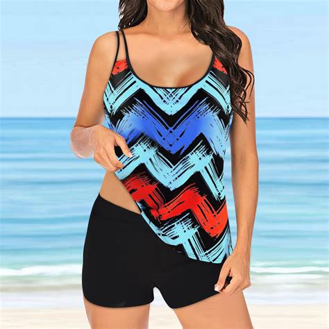 Jhgabsa Women S Tankini Large Bikini Set Digital Print Suspender Beach