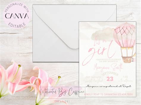 Hot Air Balloon Baby Girl Baby Shower Girl Shower Etsy