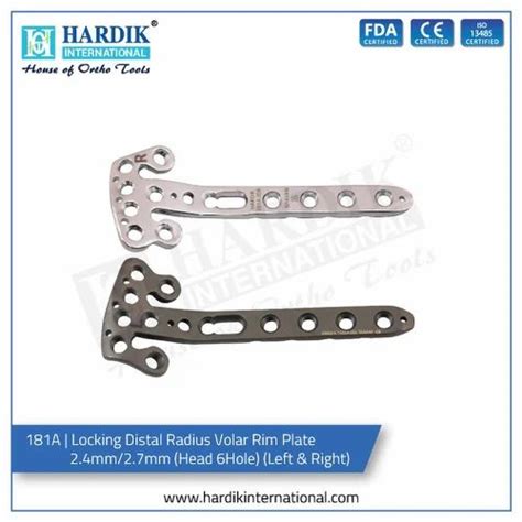 Locking Distal Radius Volar Rim Plate 2 4mm 2 7mm Head 6hole Left