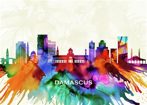 Damascus Skyline Mixed Media by NextWay Art - Pixels