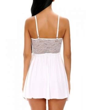 Women Lace Lingerie Sleepwear V Neck Full Slip Babydoll Nightgowns Sexy Sleep Dress White