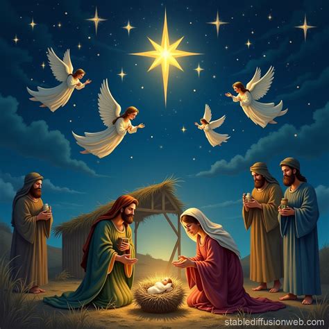 Heartfelt Christian Christmas Card Nativity Scene Stable Diffusion Online