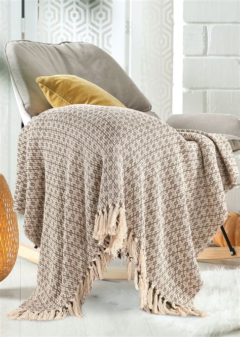 Get Brown Beige Soft Cotton Throw Blanket At 699 LBB Shop