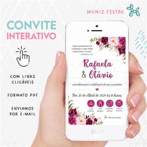 Convite Digital Interativo Casamento Fúcsia Elo7