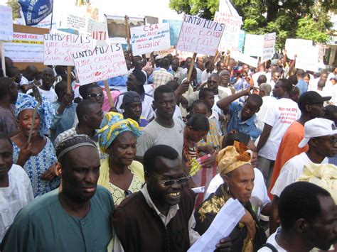 Senegalese trade unions take to the streets in the capital Dakar