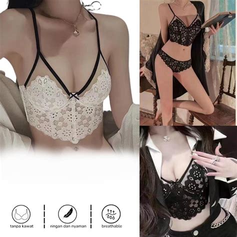 Jual Bustier Top Sexy Lingerie Bustier Set Sexy Corset Bra Wanita Shopee Indonesia