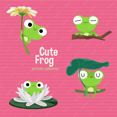 Premium Vector Cute Frog Animals Collection