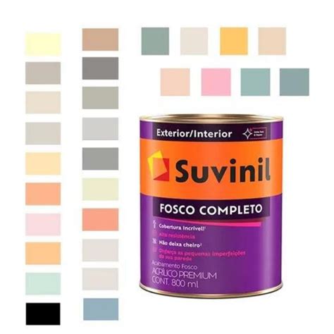 Tinta Oleo Para Parede Lavavel - Tinta Para Parede Fosca Antimofo e lavável 800ml - Suvinil Fosco ...