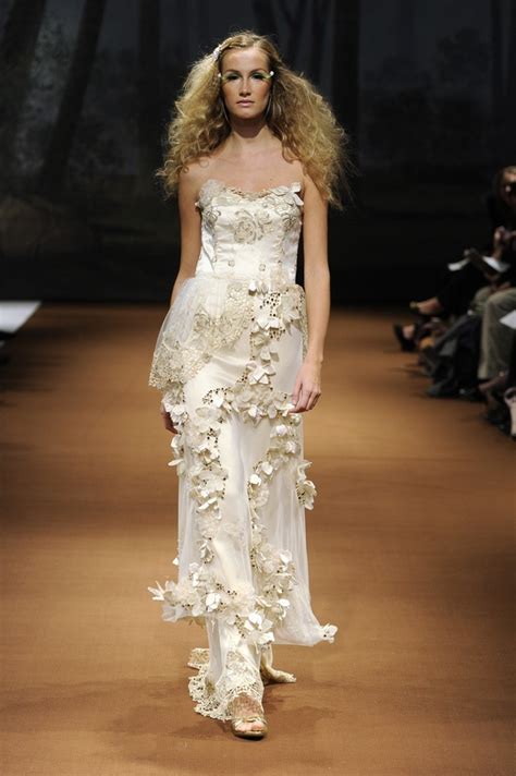 2011 Fauna wedding dress with champagne floral embellishments