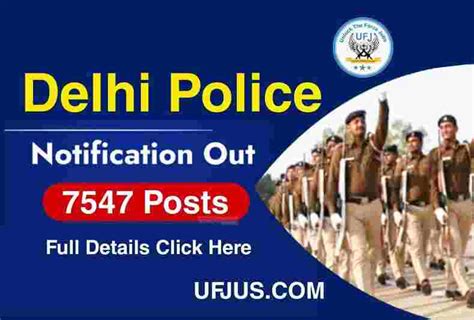 Delhi Police Constable 7547 Posts Recruitment 2023 UFJUS