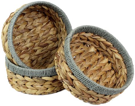 Small Water Hyacinth Round Baskets For Storage Natural Colour Etsy Uk