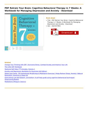 Retrain Your Brain Cognitive Behavioral Therapy In Weeks Pdf