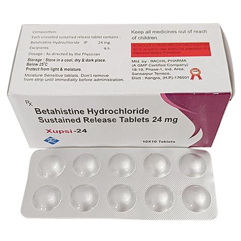 24mg Betahistine Hydrochloride Sustained Release Tablets At Best Price