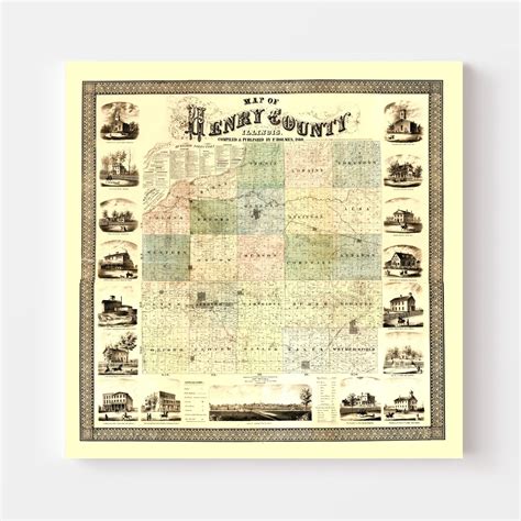 Vintage Map Of Henry County Illinois By Ted S Vintage Art