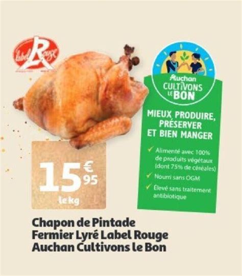 Chapon De Pintade Fermier Lyre Label Rouge Promotie Bij Auchan