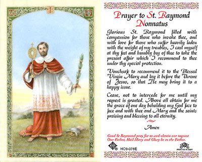 Holy Cards Prayer To St Raymond Nonnatus Holy Card