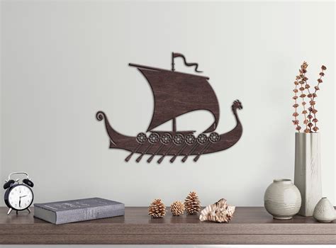 Viking ship wall art Viking ship wood Nordic Symbols Art | Etsy