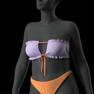 Diy Bandeau Bikini Top Sewing Digital Pattern Women S Swimsuit Sewing Pattern Us Eu