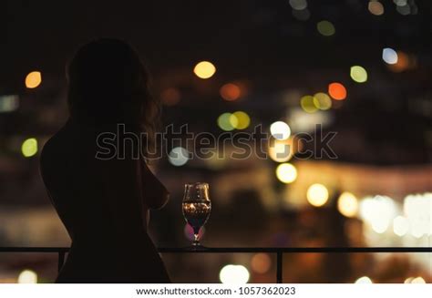 Silhouette Naked Woman On Balcony Glass Stock Photo 1057362023 Shutterstock