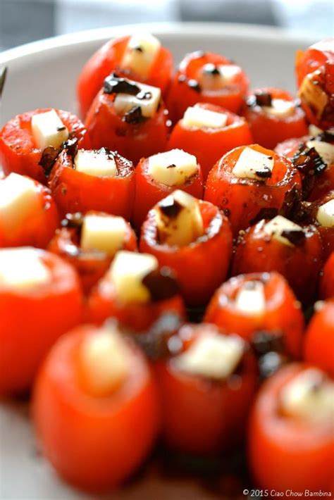 Mozzarella Filled Cherry Tomatoes With Balsamic Glaze Recipe Cherry