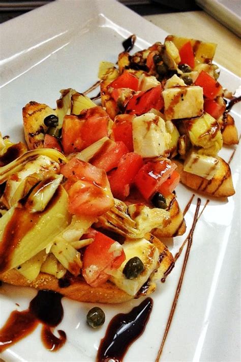 Delicious Bruschetta With Artichoke Hearts And Fresh Mozzarella