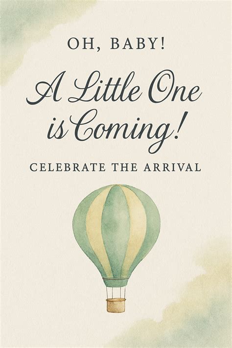 Elegant Baby Shower Invitation With Soft Pink Hot Air Balloon Art Playground