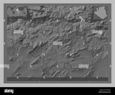 Constantine Province Of Algeria Grayscale Elevation Map With Lakes