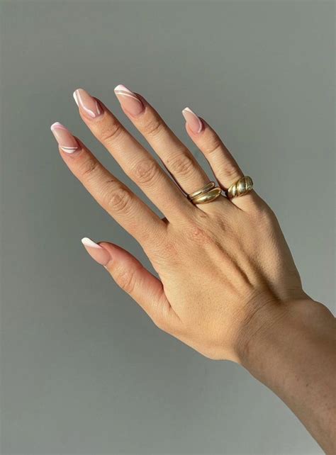Nude Pink Nail Designs Acrylic Bio Gel With White Coffin Ideas Summer Trends Gold Ring Stack