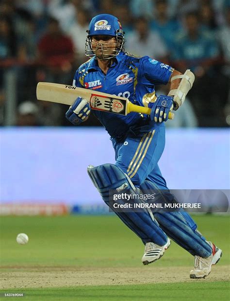 mumbai indians batsman sachin tendulkar plays  shot   ipl