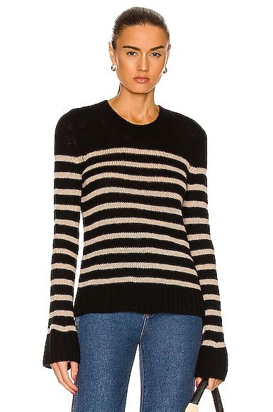 Khaite Tilda Crewneck Marnier Stripe Sweater In Black Powder Stripe