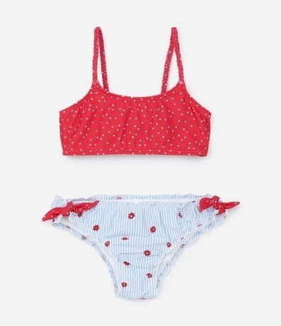 Bikini Infantil con Protección UV y Estampa de Lunares Talle a años Renner