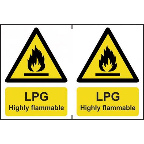 ‘lpg Highly Flammable’ Sign Self Adhesive Semi Rigid Pvc 2 Per Sheet 300mm X 200mm Rsis