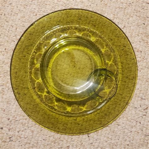 Indiana Glass Dining Vintage Avocado Green Glass Thumbprint Kings