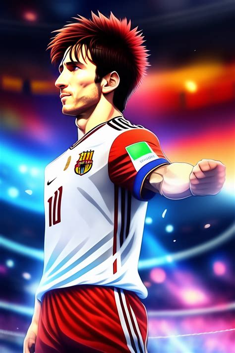 Lexica Lionel Messi Drawn As An Anime Character Lifting The World Cup