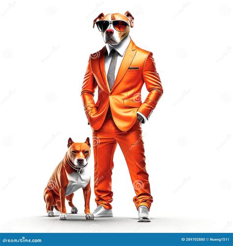 Concept Pitbull Boss Ceo On White Background Stock Illustration