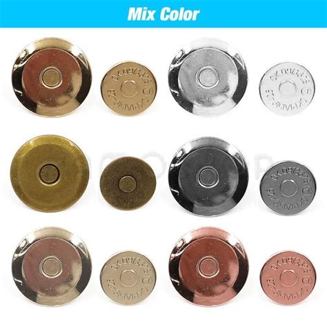 16mm 12pcs mélangez 6 couleurs Fermoirs à pression magnétiques en