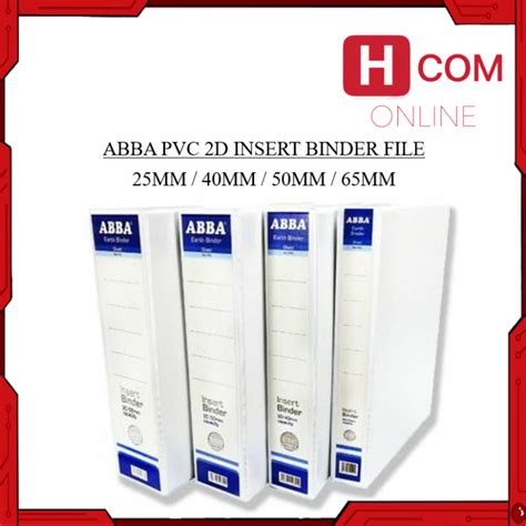 Abba Pvc Insert Binder File 2d White Ring File 25mm 40mm 50mm