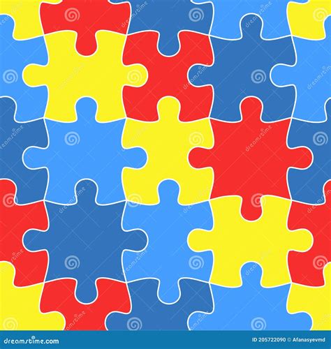 Colorful Jigsaw Seamless Puzzle Pattern Autism Background World