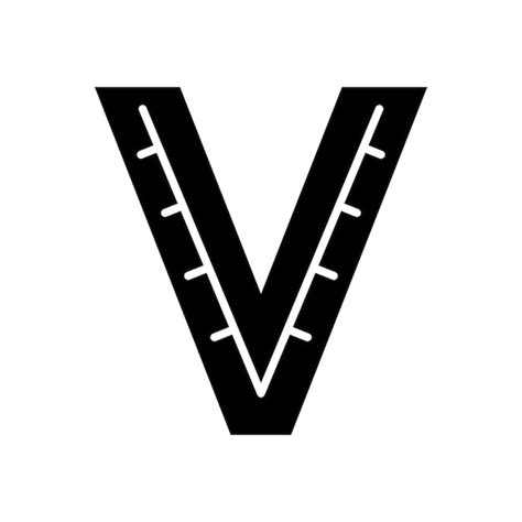 Черно-белая скандинавская декоративная буква v народный шрифт буква v в ...
