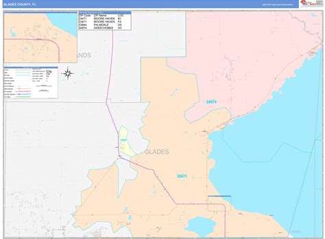 Glades County, FL Wall Map Color Cast Style by MarketMAPS - MapSales.com