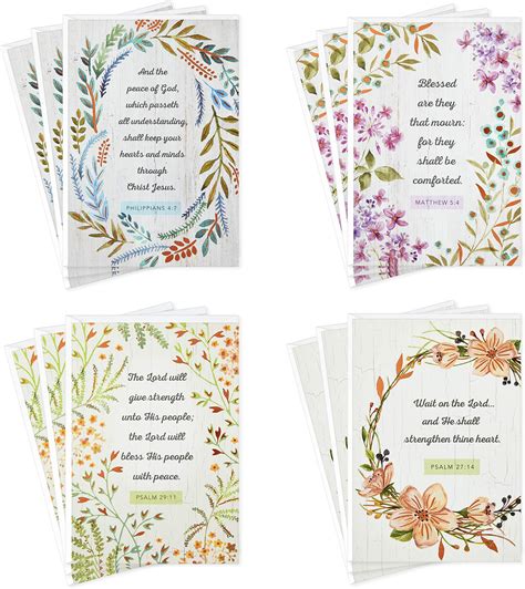 DaySpring Assorted Religious Sympathy Cards, Floral Wreaths (12 Cards