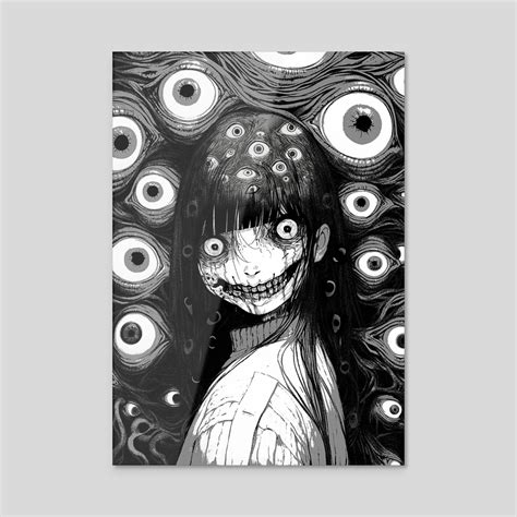 Creepy Manga Girl Scary Eyes Horror Halloween An Art Print By Anass
